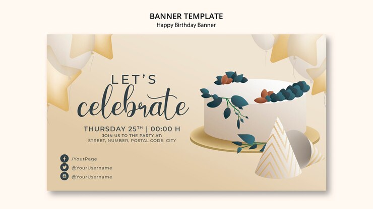 PSD gratuit modèle de bannière de joyeux anniversaire