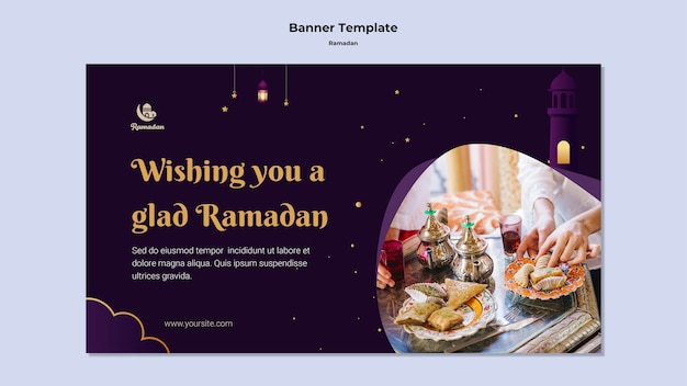 Modèle de bannière joyeux ramadan