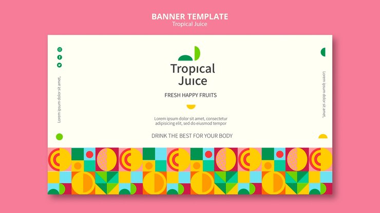 PSD gratuit modèle de bannière de jus tropical