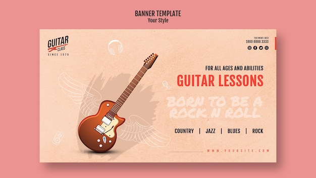 PSD gratuit modèle de bannière de leçons de guitare