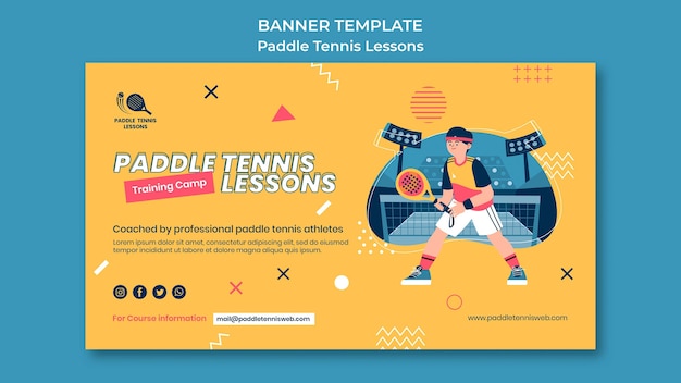 PSD gratuit modèle de bannière de leçons de paddle-tennis