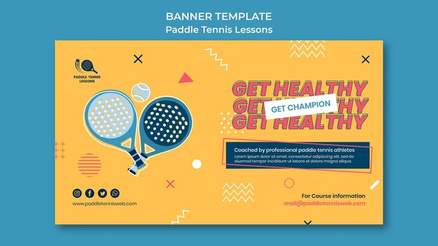 Modèle de bannière de leçons de paddle-tennis