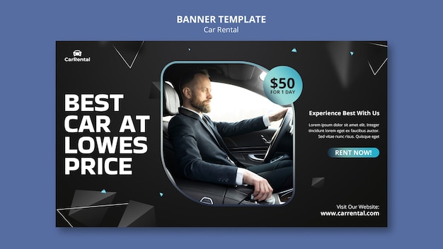 Modèle de bannière de location de voiture design plat