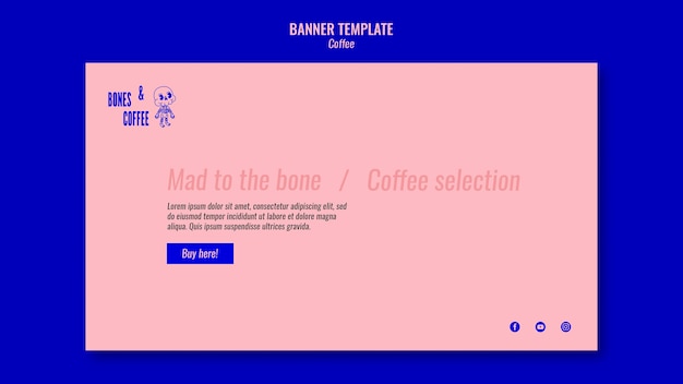 PSD gratuit modèle de bannière avec logo squelette