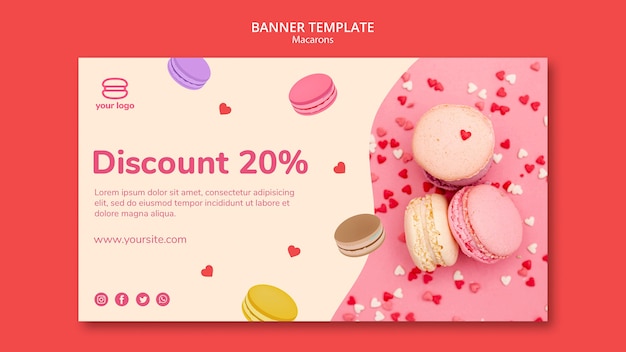 PSD gratuit modèle de bannière avec macarons