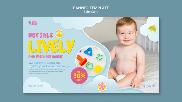 Modèle de bannière de magasin de bébé