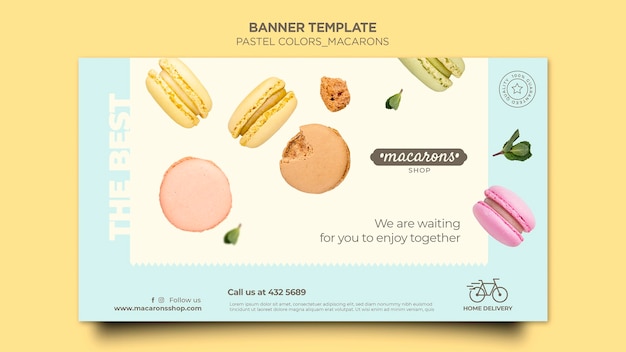 PSD gratuit modèle de bannière de magasin de macarons