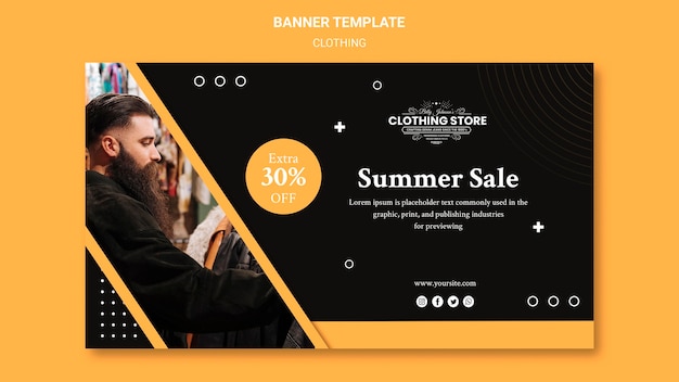 PSD gratuit modèle de bannière de magasin de vêtements de vente d'été