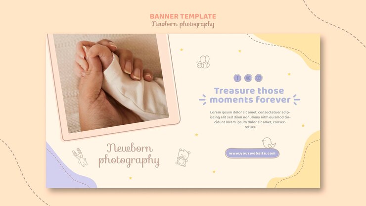 PSD gratuit modèle de bannière mains bébé et mère