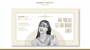 PSD gratuit modèle de bannière de mardi gras doré