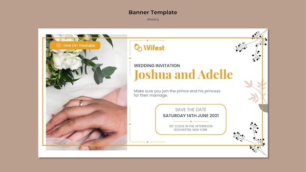 Modèle de bannière de mariage élégant