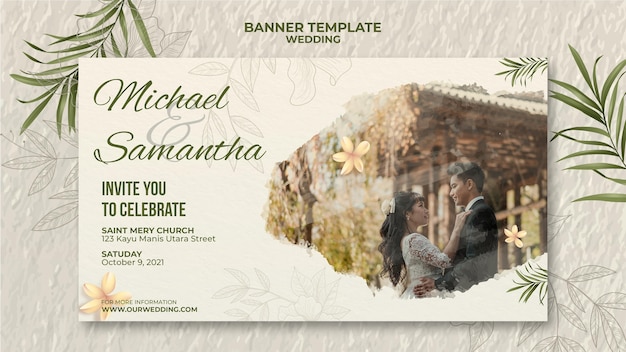 Modèle de bannière de mariage élégant