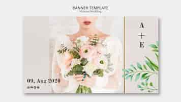 PSD gratuit modèle de bannière de mariage minimal