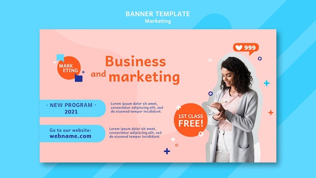 Modèle de bannière marketing avec photo