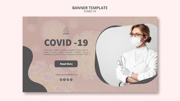 PSD gratuit modèle de bannière de masque covid-19 de médecin