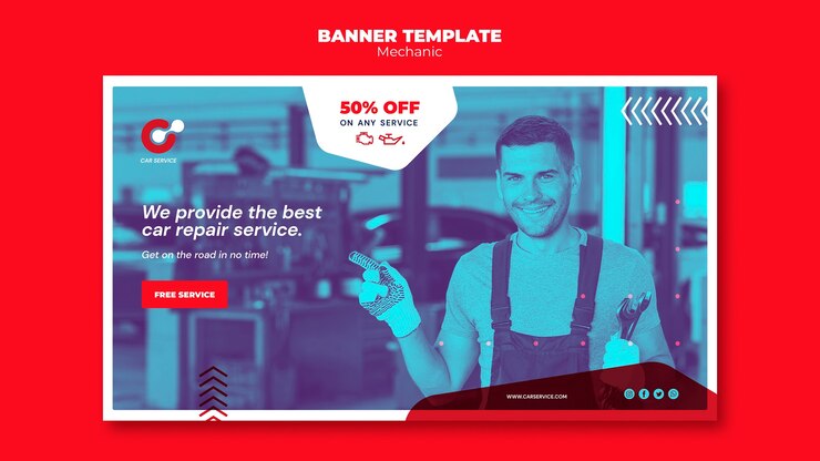 PSD gratuit modèle de bannière de mécanicien
