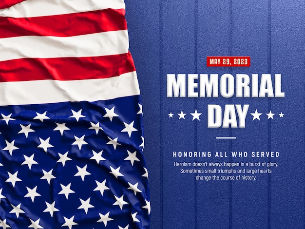 Modèle de bannière de médias sociaux 3d réaliste Memorial day
