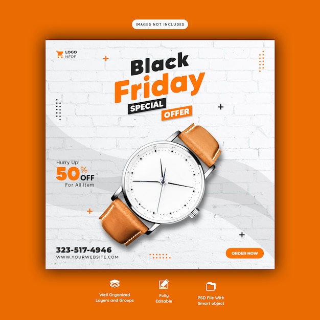 Modèle de bannière de médias sociaux offre spéciale vendredi noir