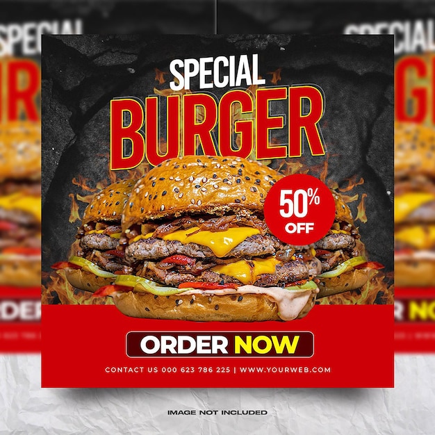 Modèle de bannière de médias sociaux pour la promotion du menu spécial Burger