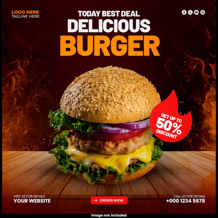 PSD gratuit le modèle de bannière des médias sociaux de super delicious burger