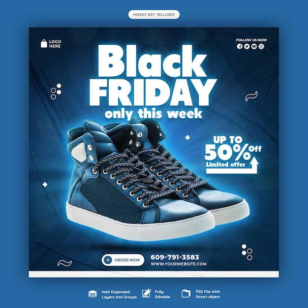 Modèle de bannière des médias sociaux de la super vente du vendredi noir