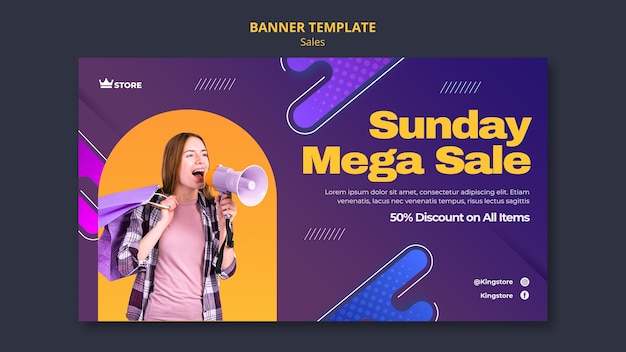 PSD gratuit modèle de bannière de méga vente du dimanche