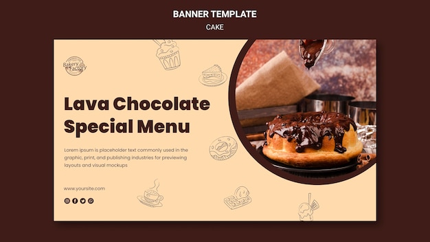 PSD gratuit modèle de bannière de menu spécial chocolat lave