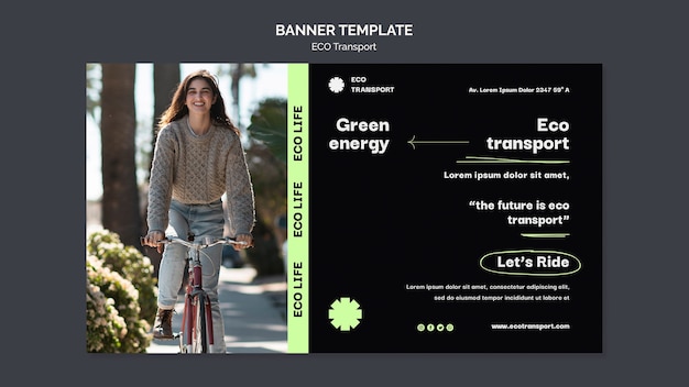 PSD gratuit modèle de bannière minimaliste de transport écologique