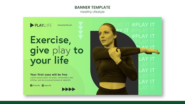 PSD gratuit modèle de bannière de mode de vie sain vert
