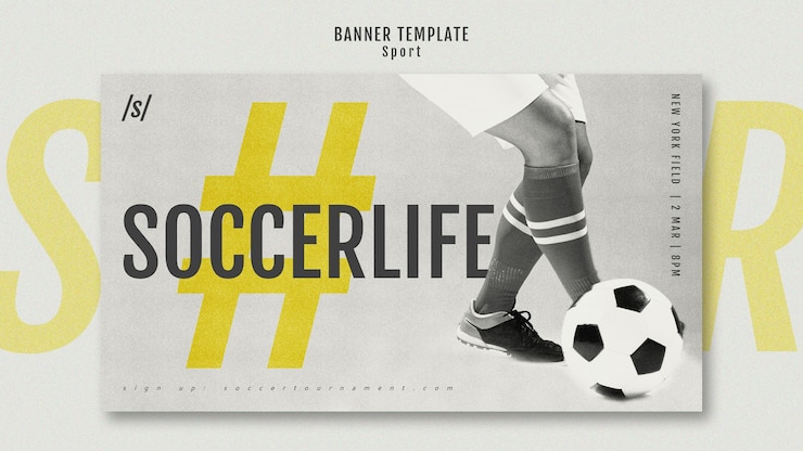 PSD gratuit modèle de bannière moderne de joueur de football féminin