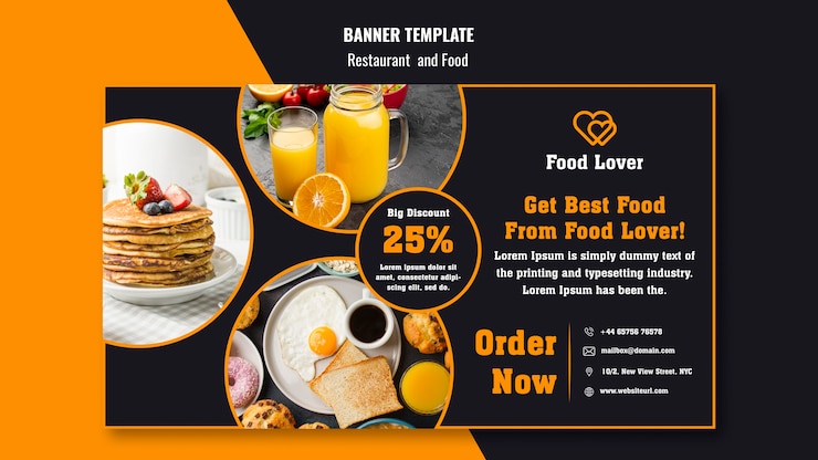 PSD gratuit modèle de bannière moderne pour le restaurant de petit déjeuner
