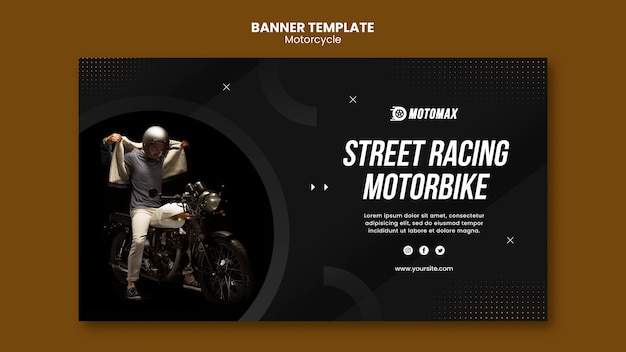 PSD gratuit modèle de bannière de moto de course de rue