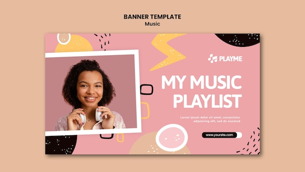 PSD gratuit modèle de bannière de musique avec photo