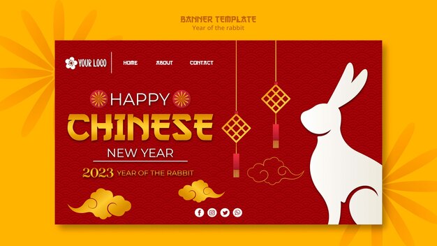 Modèle de bannière de nouvel an chinois