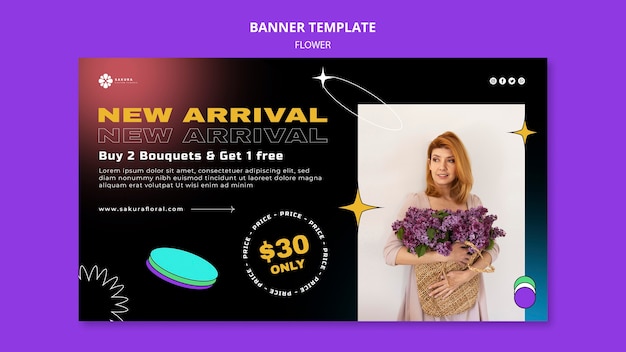 PSD gratuit modèle de bannière de nouvelle arrivée de magasin de fleurs