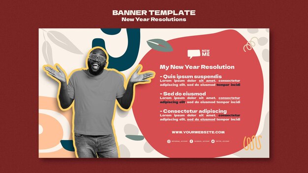 Modèle de bannière d'objectifs du nouvel an