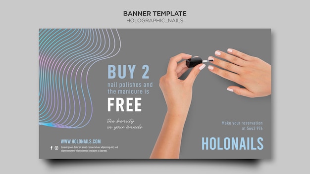 PSD gratuit modèle de bannière d'ongles holographiques