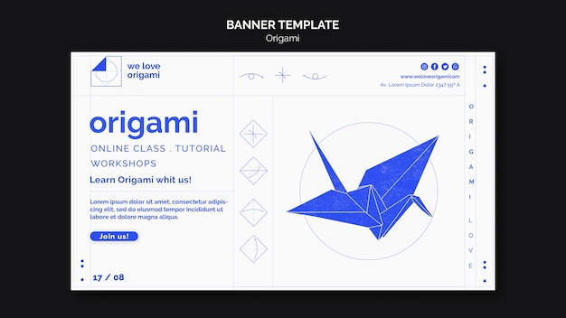 PSD gratuit modèle de bannière origami