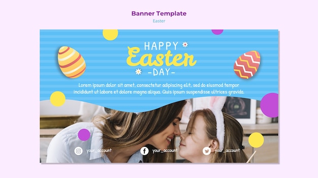PSD gratuit modèle de bannière de pâques coloré