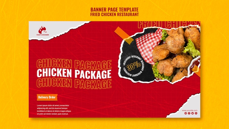 PSD gratuit modèle de bannière de paquet de poulet frit