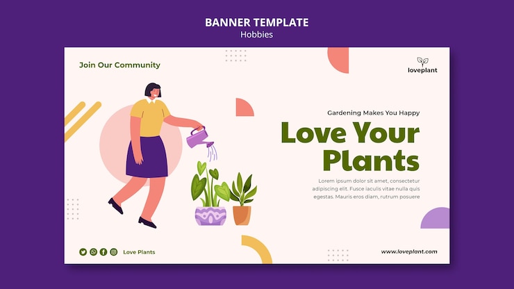 PSD gratuit modèle de bannière de passe-temps de jardinage