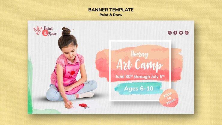 PSD gratuit modèle de bannière de peinture et de dessin