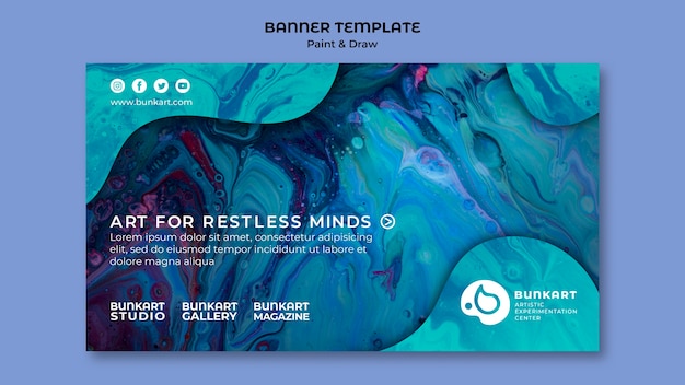 PSD gratuit modèle de bannière de peinture et de dessin