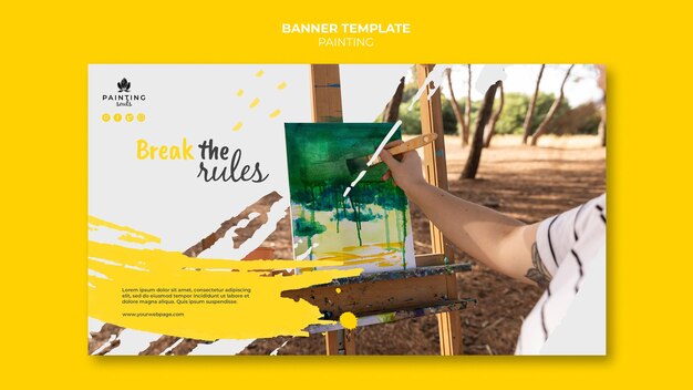Modèle de bannière de peinture avec photo
