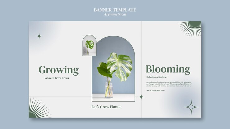 PSD gratuit modèle de bannière de plantes en croissance