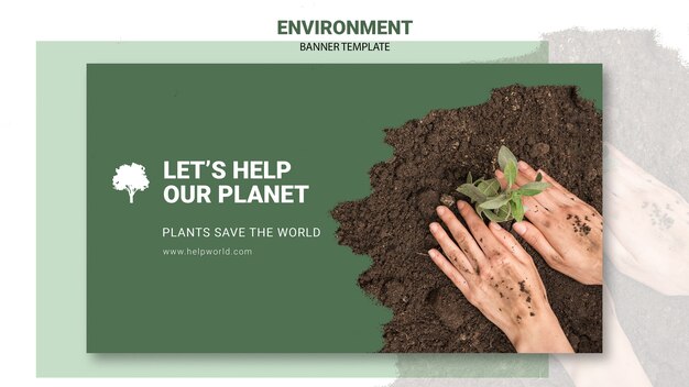Modèle de bannière de plantes sauvant la planète