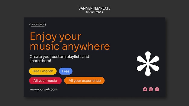 PSD gratuit modèle de bannière de plate-forme de diffusion de musique