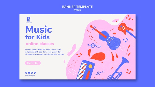 Modèle de bannière de plate-forme de musique pour enfants