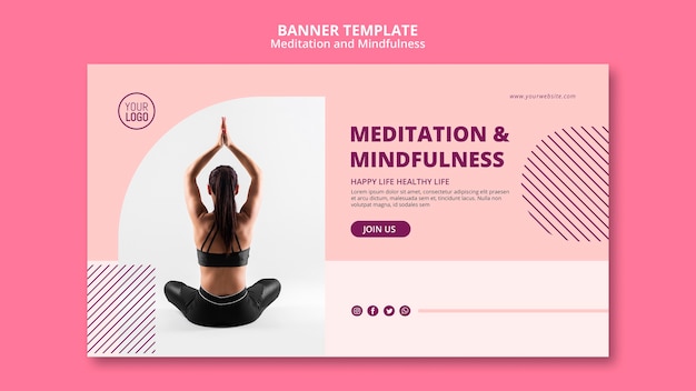 PSD gratuit modèle de bannière de position yoga femme lotus