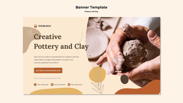 PSD gratuit modèle de bannière de poterie et d'argile